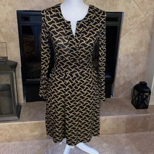 Gold and black print dress